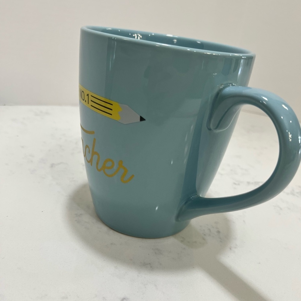 No.1 Teacher Blue Mug with Pencil Graphic - Picture 2 of 8